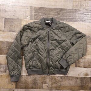 Vince Quilted Bomber Jacket Women’s Small Olive Green Minimalist Luxe